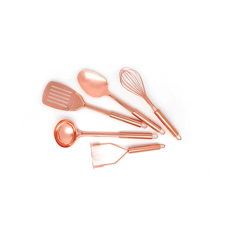 OEM Custom Serving Cooking Tools Stainless Steel Kitchen Cooking Utensils Set  Rose Gold Spoon Turner Spatula Set
