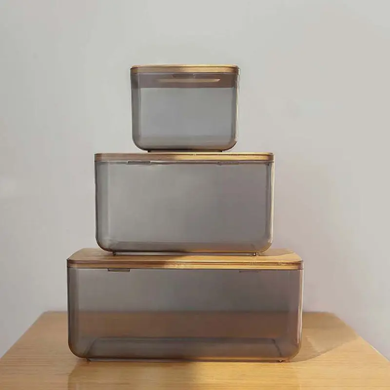 Transparent Tissue Boxes Household Square Table Napkin Holder Wood Lid Paper Storage Container for Home Car Tissue Dispenser