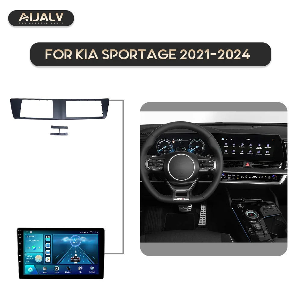 Автомагнитола AIJALV автомагнитола dvd-плеер панель приборной панели для KIA SPORTAGE 2021-2024 матовая черная 10 дюймов GPS-радио рамка