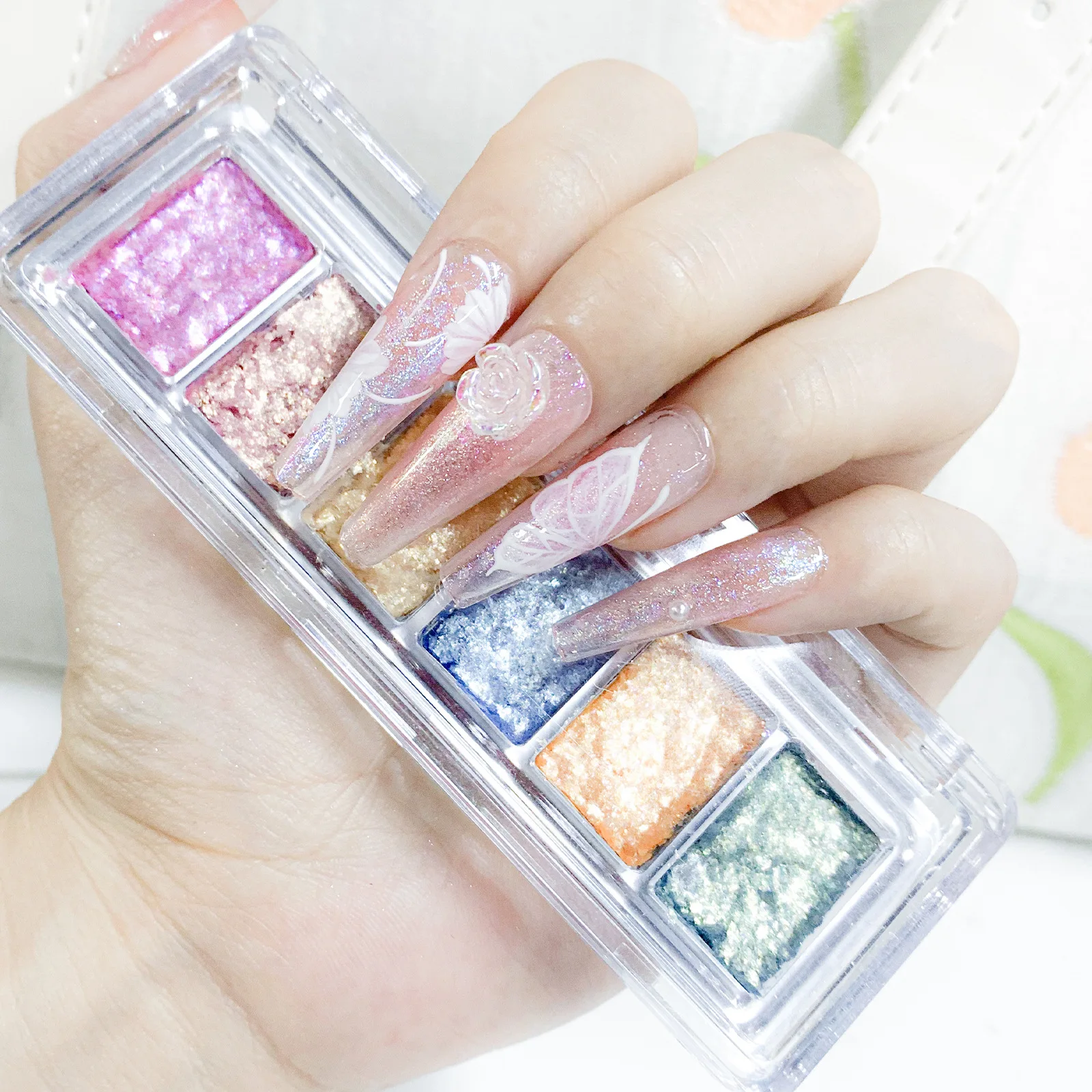 MCL 6 Gird Chrome Solid Moon Bling Nail Art Gel Powder Acrylic Powder Nail Art Bright Bling Mud Solid Nails Pigment