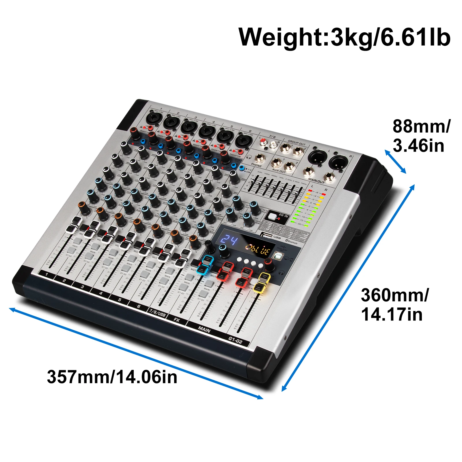 Biner GX8 Профессиональный Bluetooth аудио интерфейс 8 каналов USB Цифровой микшер DJ контроллер/аудио консоль