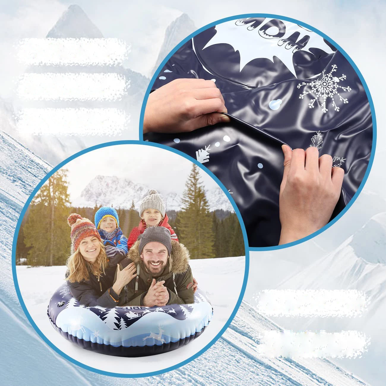 Heavy Duty Pvc Inflatable Snow Tube Durable Sled Snow Toys For Winter Outdoor Sledding Sports Fun Winter Fun Snow Tube