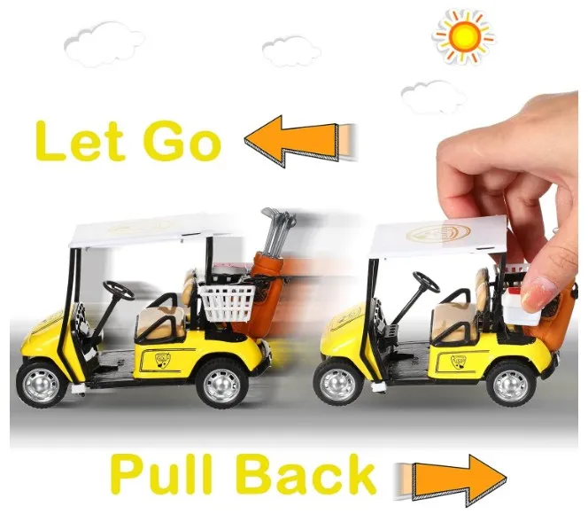 1:36 Mini Golf Cart Model Toy,  Metal Pull Back Action Cart Toys for Boys Girls