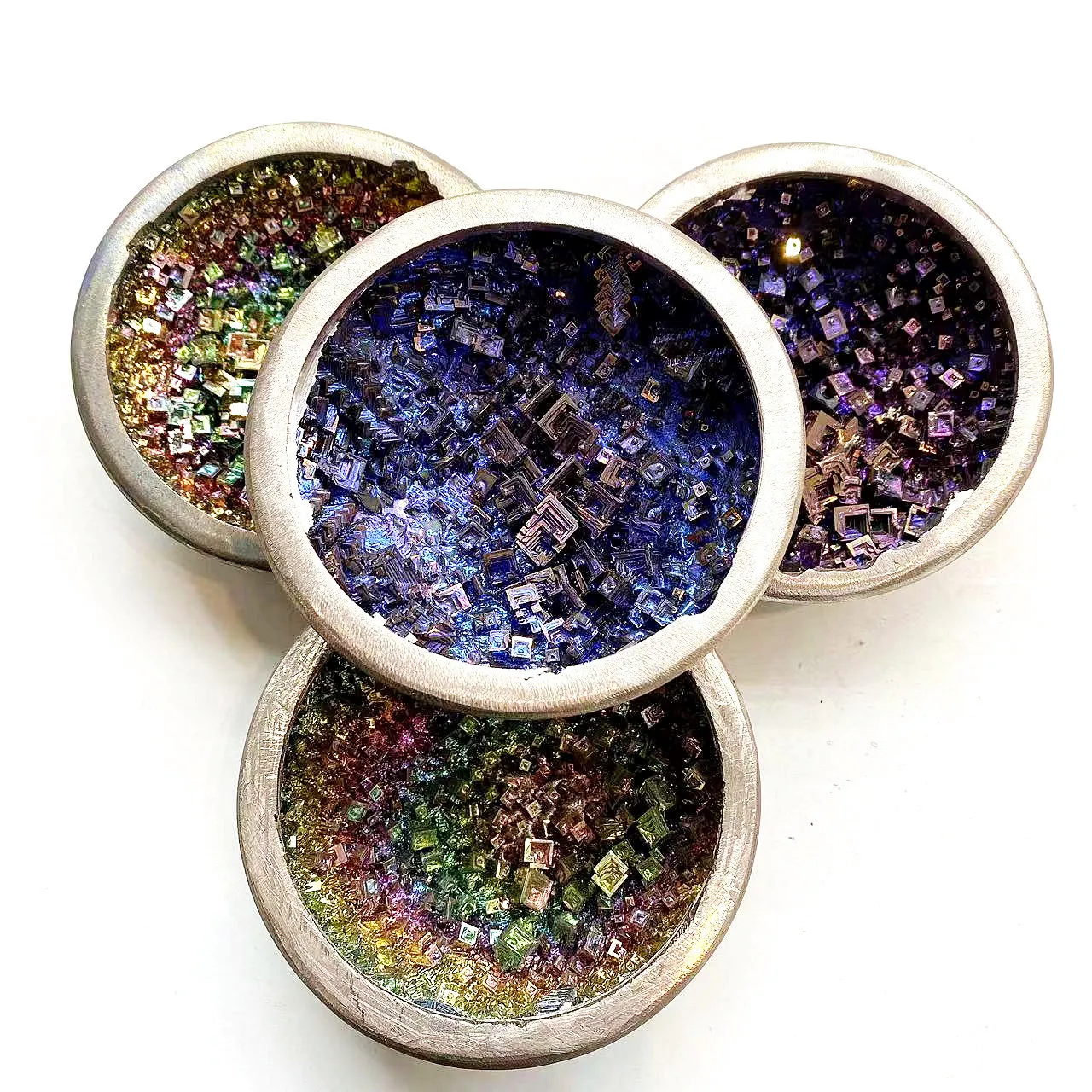 Natural Energy Crystal Ashtray Flash Rainbow Bismuth Ore Bowl