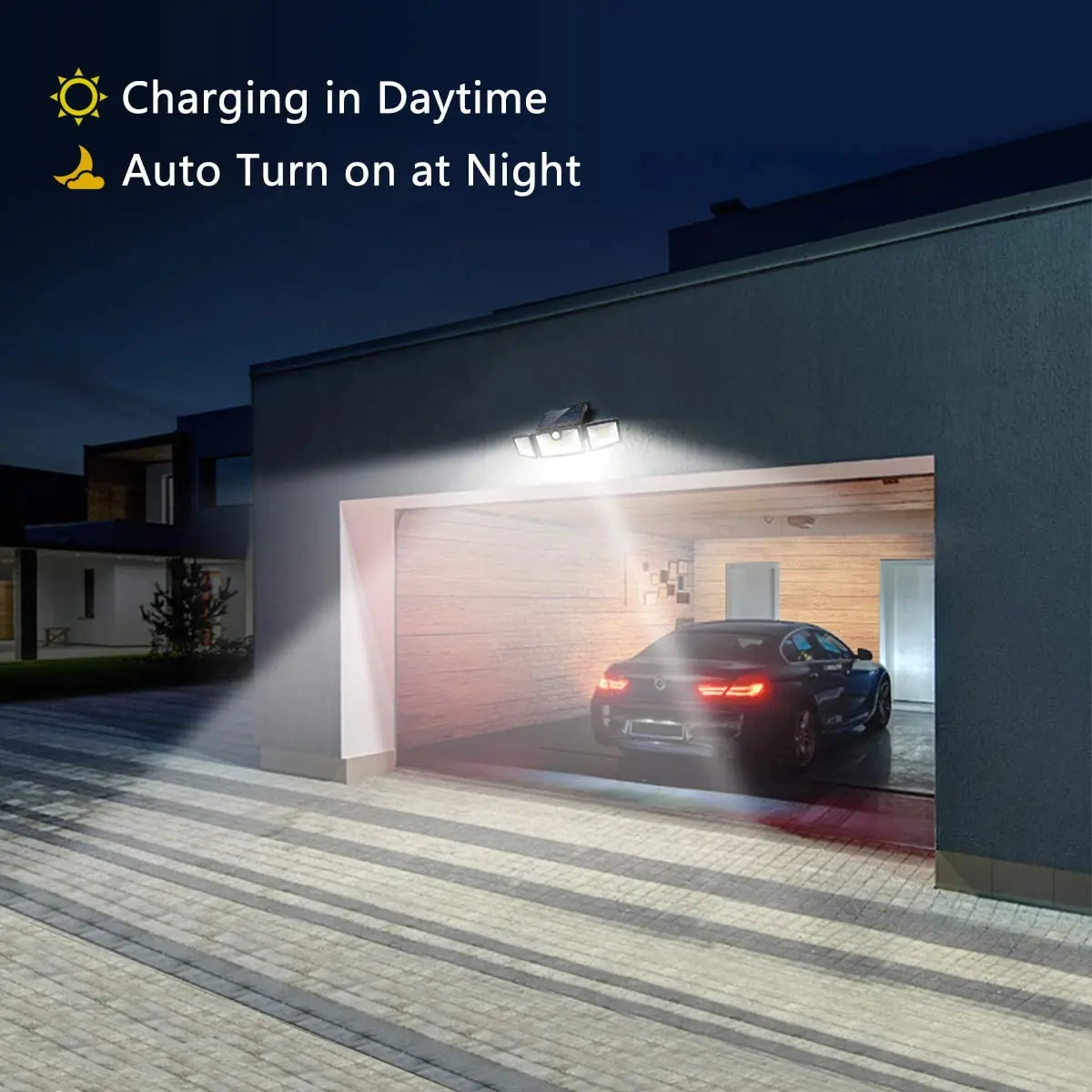 
Solar Lights Outdoor, 132 LED 800LM Wireless LED Solar Motion Sensor Lights Outdoor, 3 Adjustable Heads 