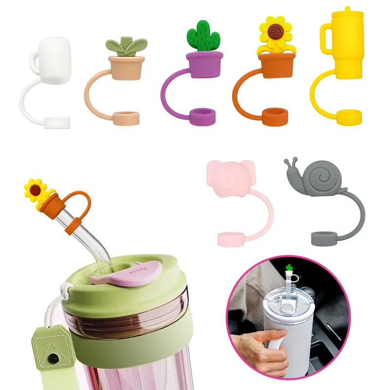 pink leak proof cup drinkware bar accessories set 10mm straw topper cap silicone boot and straw cover for stanleyy cup