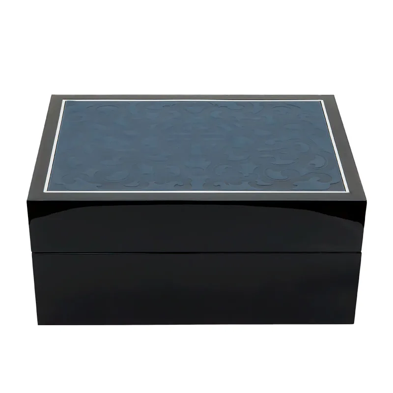 High-End Black PU Leather Fashion Style Piano Glossy Lacquer  Solid Wooden Decoration Watch Box for Wholesale