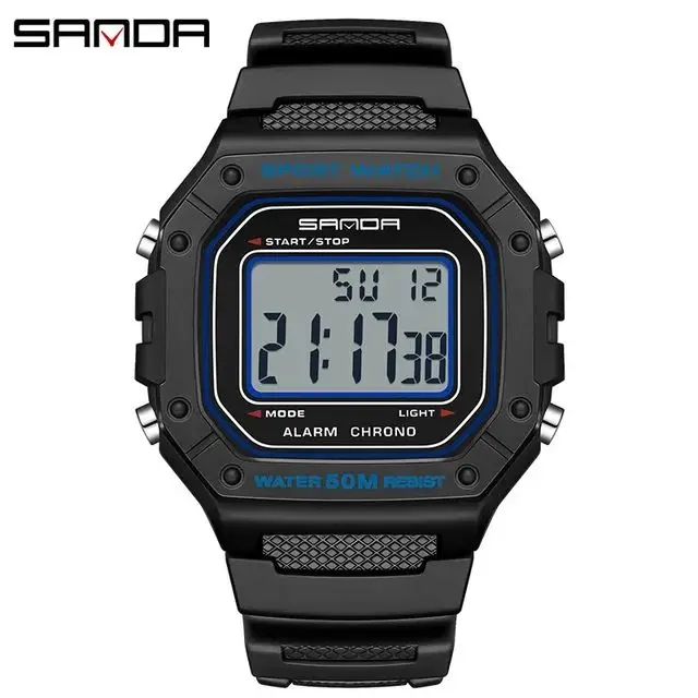 Brave Light Sanda 2156 Sport Led Watch Brand Luxury For Men Dual Display Clock Silicone Tpu Band Waterproof Digital Wrist Watch