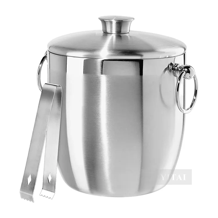 Factory Wholesale 5L 6L Stainless Steel Wine Cooler/Ice Bucket Bar Set With Lid Handle