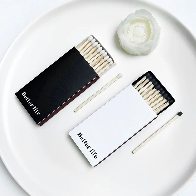 Black & White Box High-End Texture Ignition Nostalgic Poplar Wood Simple Design Aromatherapy Candles Foreign Matches