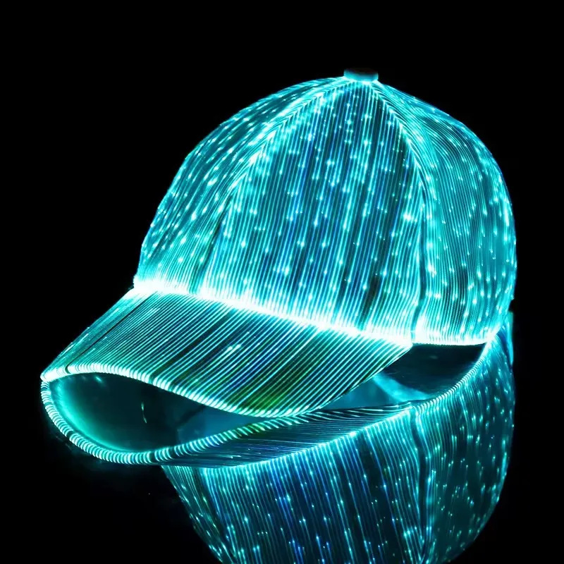 LED Fiber Optic Luminous Men Cap Music Festival Xmas Halloween Hip Hop Hat Holiday Performance Party Baseball hat