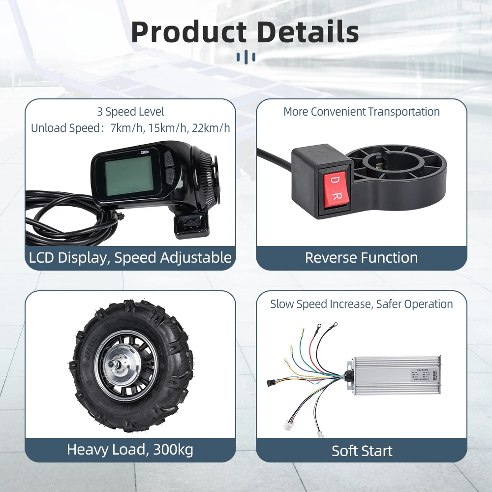 16 Inch 48V 500W Double Shaft Brushless Gear Hub Motor Conversion Kit with Soft Start Controller Display and Reverse