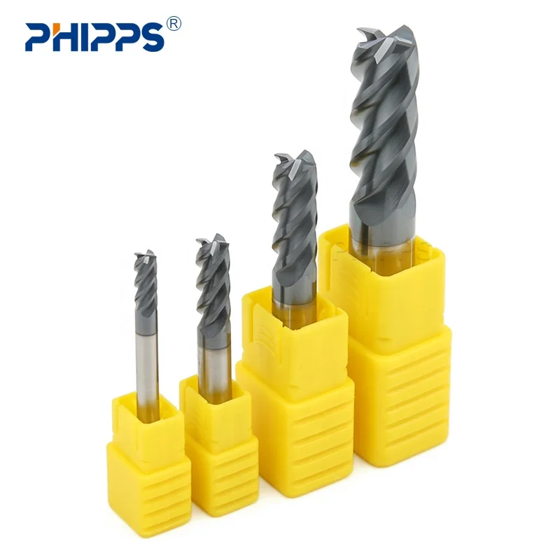 HRC60 professional 4 flutes milling cutter solid tungsen CNC cutter tool speed tiger carbide end mill set