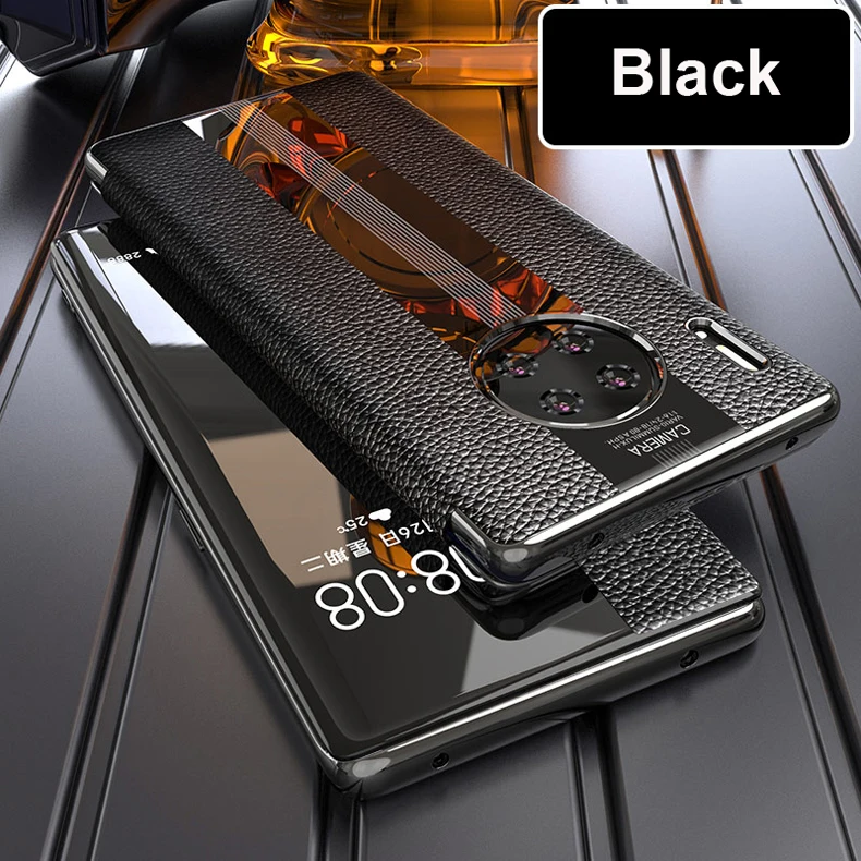 A103 Genuine Leather phone smart case for Huawei Mate 20 Pro Lite 20 X Cow leather Window flip case For Mate 30 pro 10 9 mate 8