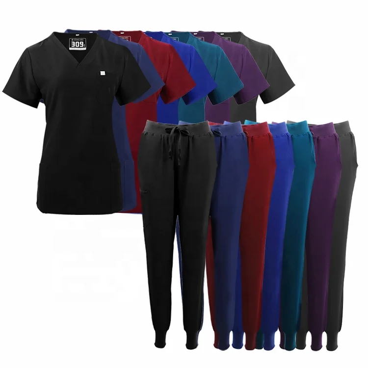 Custom Quick-dry Anti-static Scrubs Suits Hospital Uniforms Medical Nurse Uniform Top Jogger Pants Type Nurse Scrub Sets