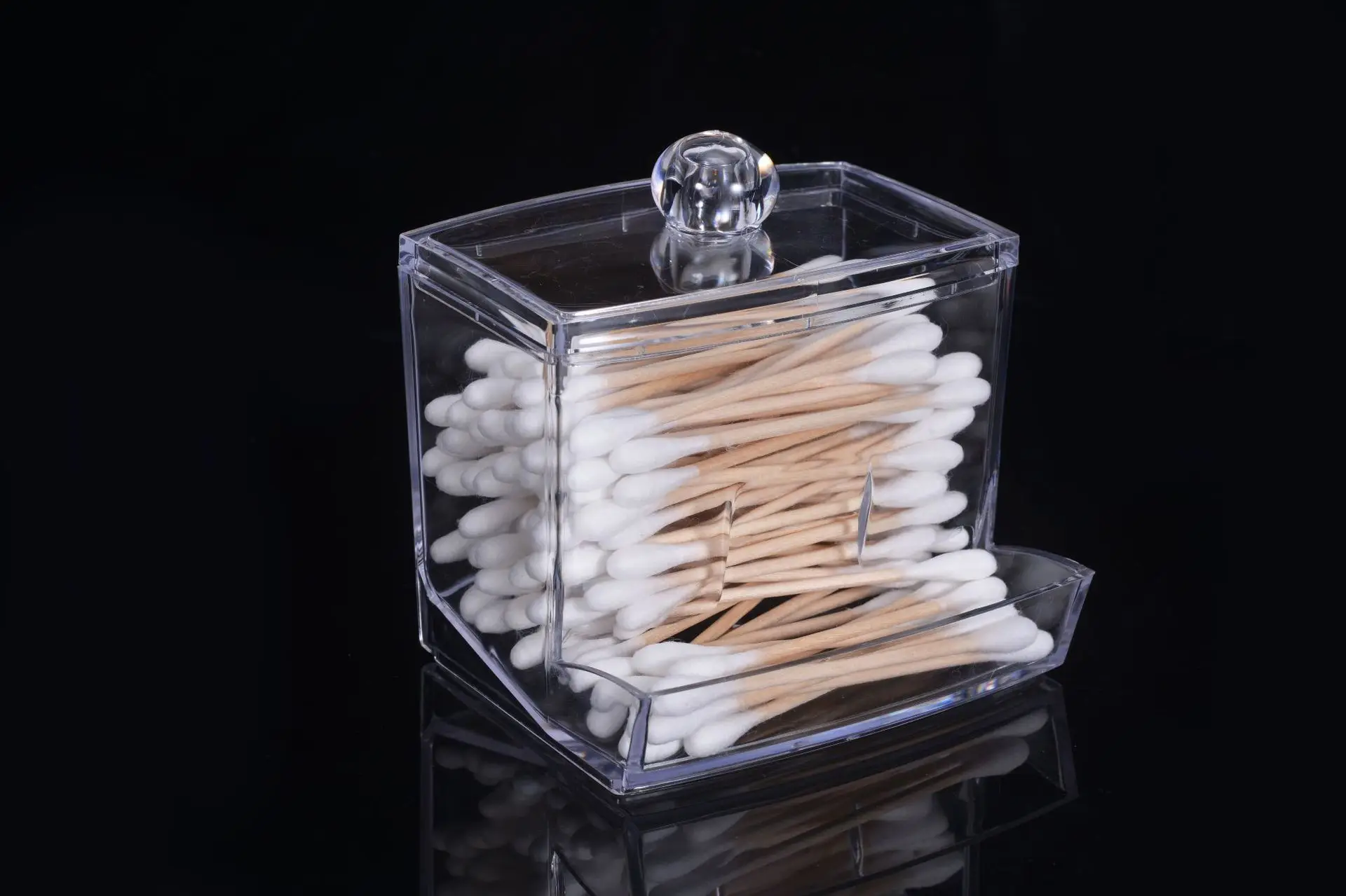 Plastic Cotton Swab Ball Pad Holder Acrylic Boxes with Lids Bathroom Organizer Qtip Apothecary Jar Clear Container Dispenser