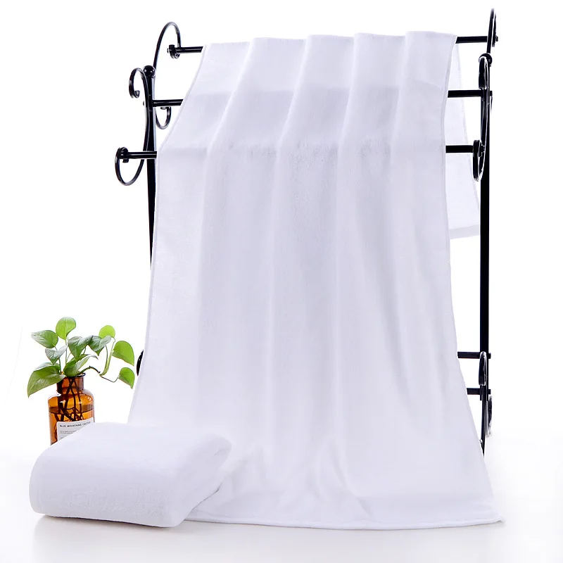 Luxury Hotel Bath Towel 100% Cotton White Gym Towel 70*140 Quick-Dry Absorbent Square Spa Towel Thickened Plus 500g Logo Print