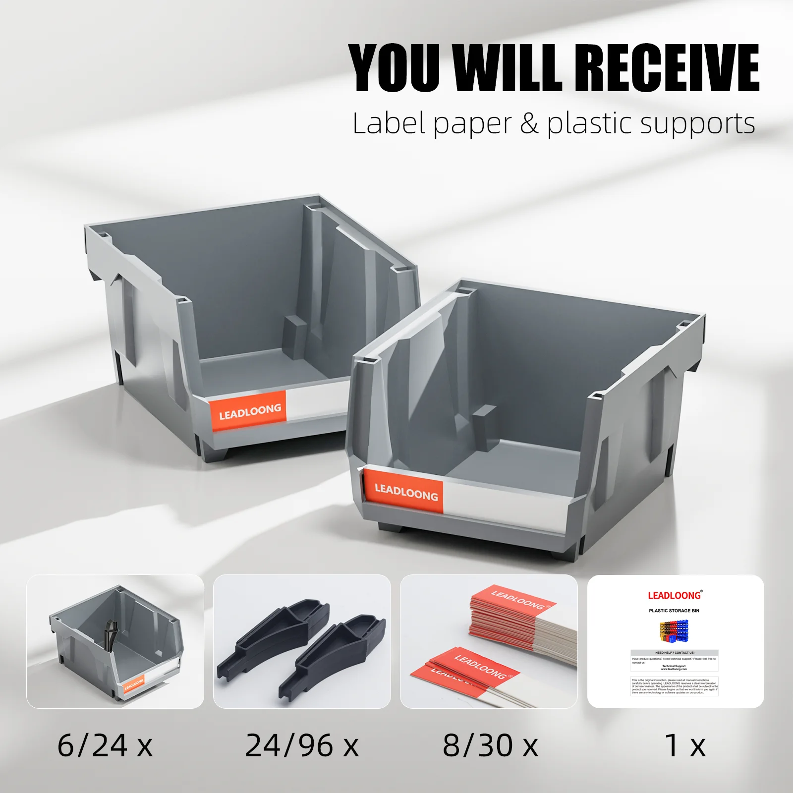 24pcs Gray Stackable Tool Box 13.7x10.5x7.8cm/5x4x3inch Garage Storage Container Tool Storage And Organizer Box Garage Supplies