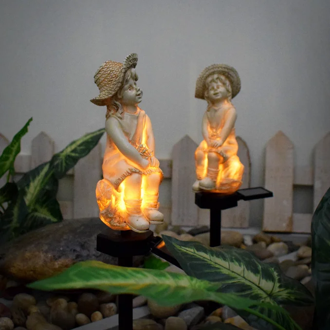 Dropshipping Solar Outdoor Garden Light Inserted Resin Little Girl Angel Shape with Sourcing & Fulfillment service