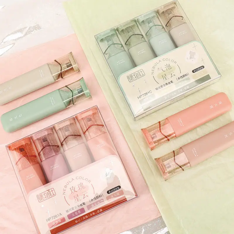 School Supplies Set Stationery Glittering Color Highlighter Student Marker 4 Color Highlighter Markers