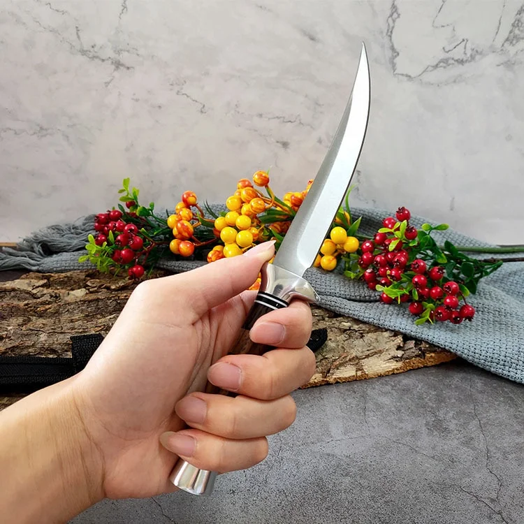 Retro Handle Meat Knife Sharp Multi-Cutting Knife with Cover Boning Knife