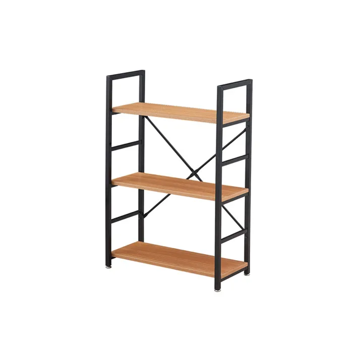 Modern Cheap Furniture Bookcase Metal Rattan 4 Tier Wooden Bookshelf
