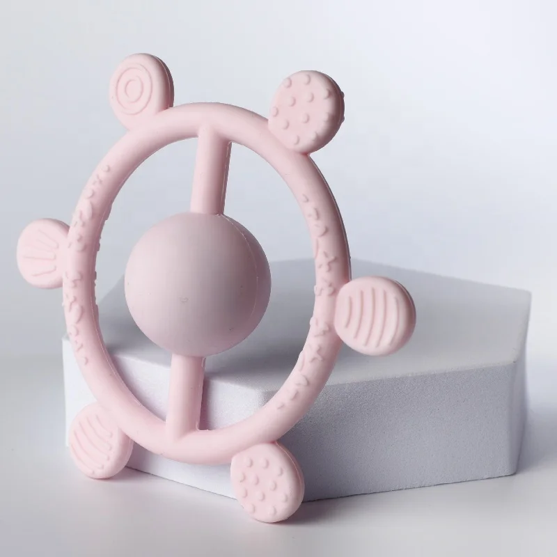 New Product Eco-friendly BPA Free Food Grade Silicone Material Safe Baby Chewing Toy Silicone Rattle Silicone Teether