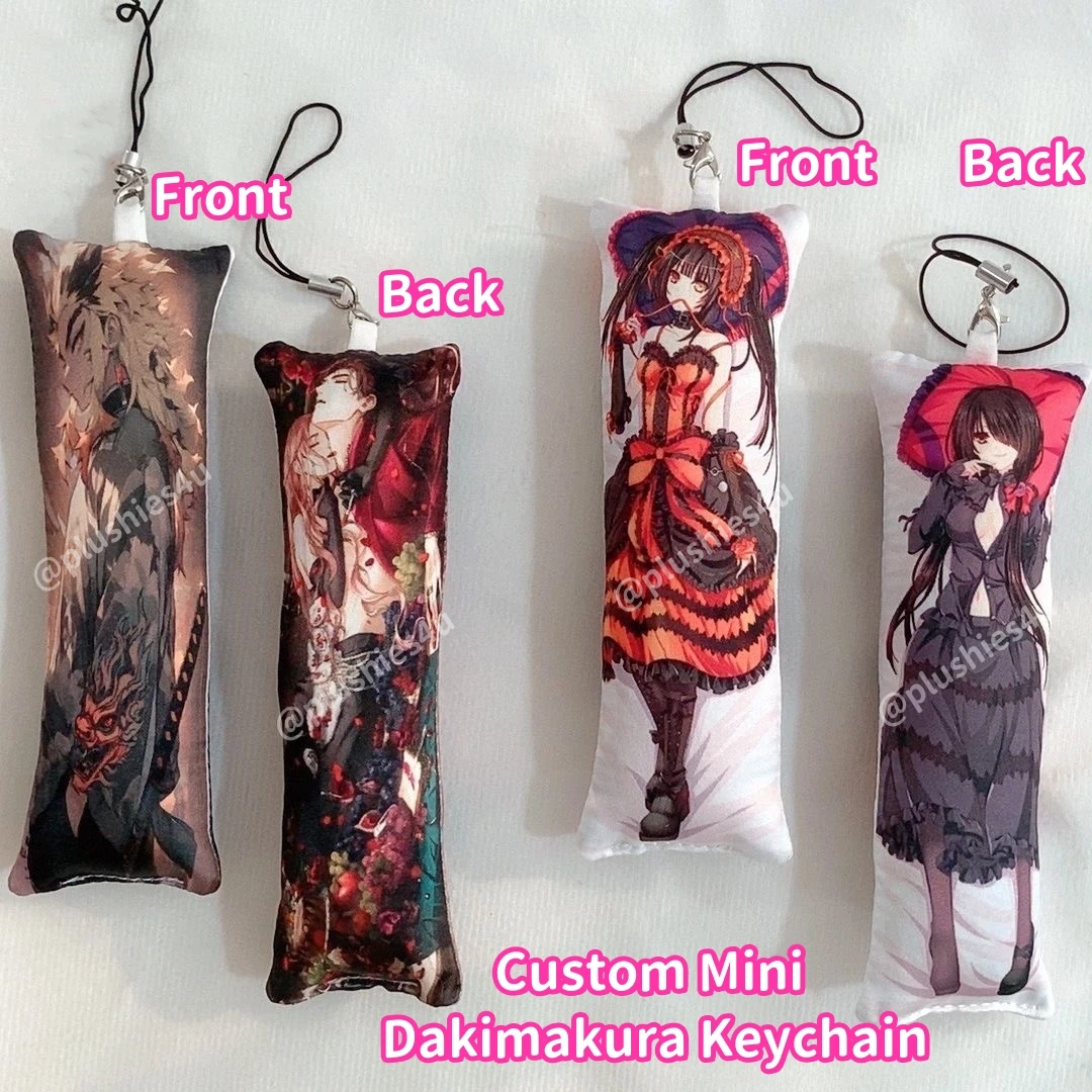 Custom Made Mini Dakimakura Pillow Small Custom Cat Dog Pillow Keychains Pendants Anime Gifts Keychain