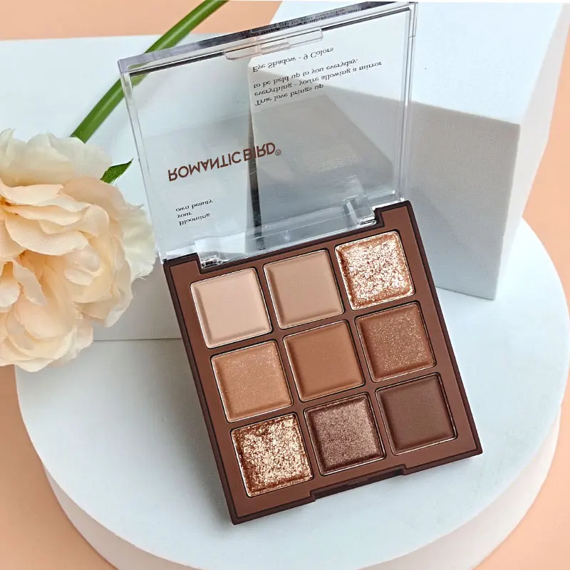 Romantic Bird Wholesale Shimmer Good Quantity Vegan Natural Earth 9 Color Professional waterproof high pigment glitter eyeshadow