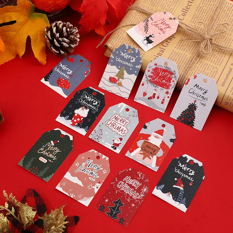 FSC Christmas Greeting Card Factory Custom Print FSC Color Cartoon Merry Christmas Blessing Swing Hangtag Christmas Gift Card