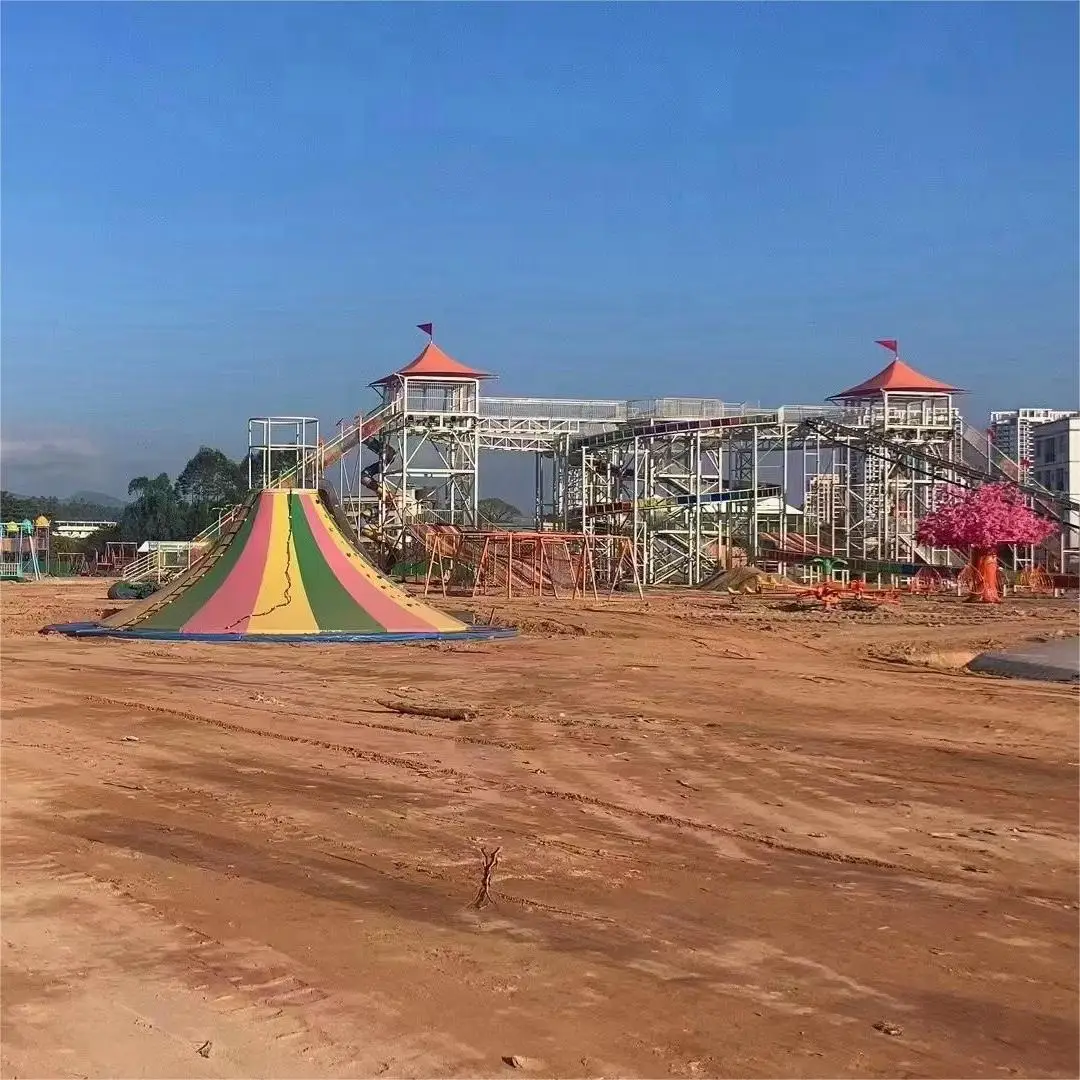 china factory cheap amusement park games patio swings  seesaw outdoors play ground kids slides and swing play