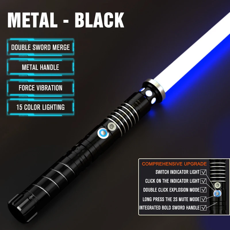 Lightsaber, laser, LED flash, toy sword, strap with 16 colors of lights and USB charging