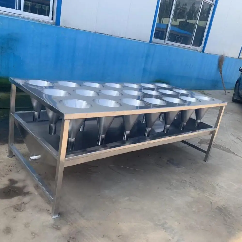 
chicken killing bleeding cone in slaughterhouse 