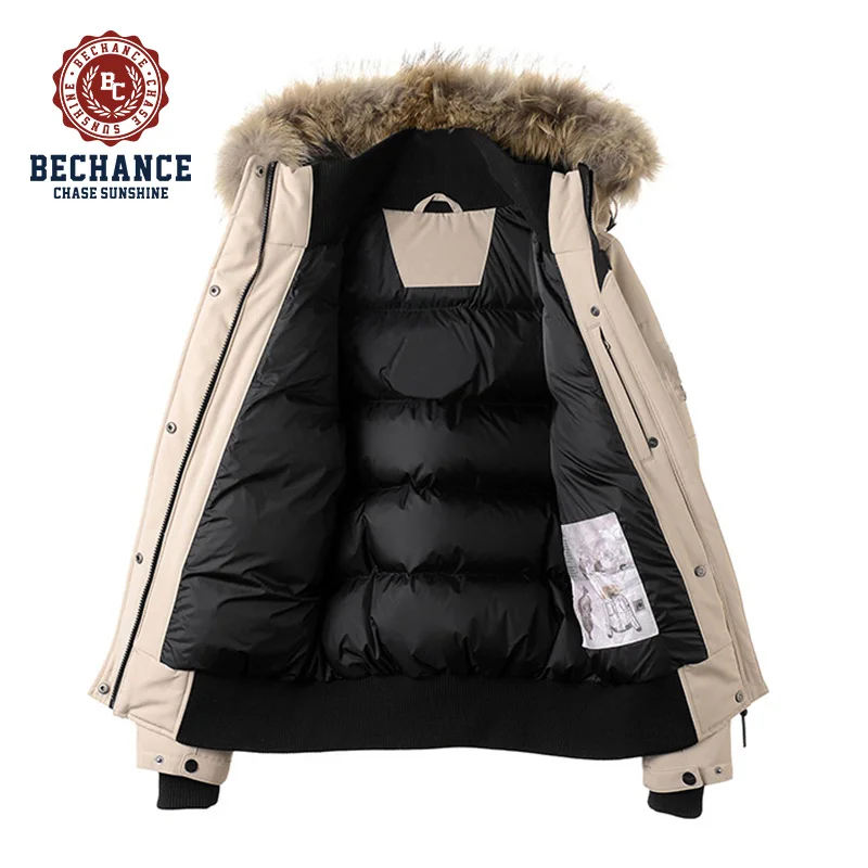 New oem coat goose mens custom padded puffer thick winter outdoor winter canvas jacket with fur hood