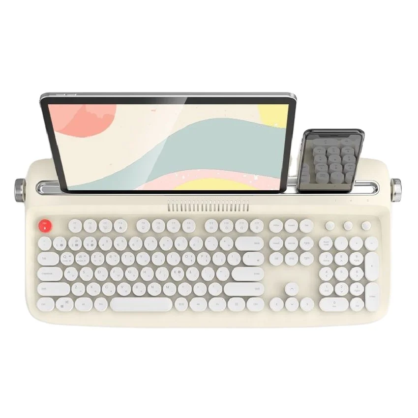 ACTTO B503 106 keys Wireless Keyboard,Android/Windows/IOS Support,Retro BT 5.0 Keyboard with Integrated Stand