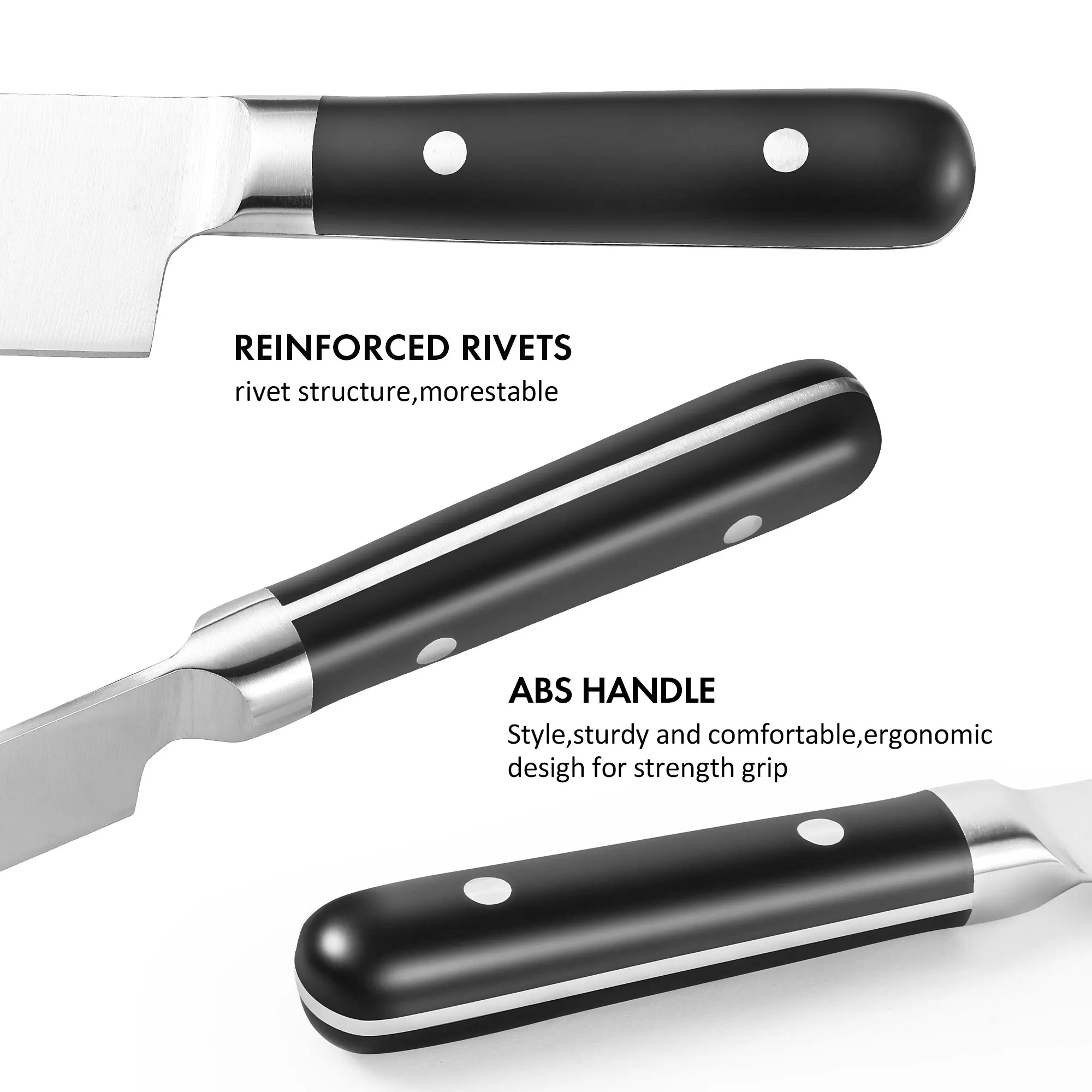 High Carbon Stainless Steel Kitchen Knife Set Ergonomic Handles 7Pcs Chef Santoku Knives Kitchen Scissors with Knife Block Set