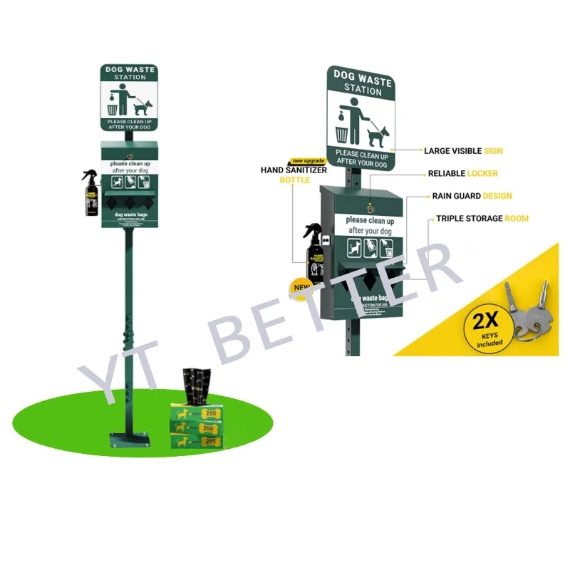 dog pet waste disposal station bins dog waste station container metal dog waste station bag refills box