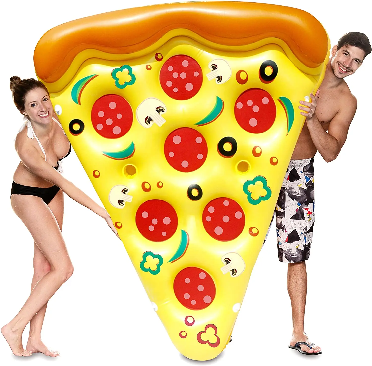 Inflatable fun Pizza Slice Pool Float Swim Party Toy Extra Large with Cup Holders