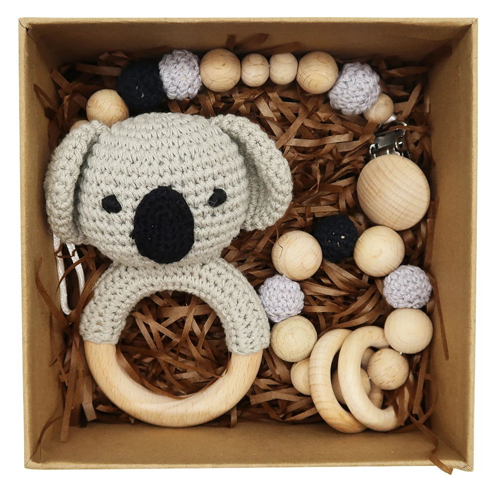 Hot Sale Newborn Gift Set DIY Handmade Knit Baby Rattle Ring Crochet Doll Toys