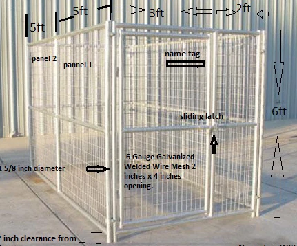 Hot-dipped Galvanized 6ftX5ft Welded Mesh Dog Wire Kennel