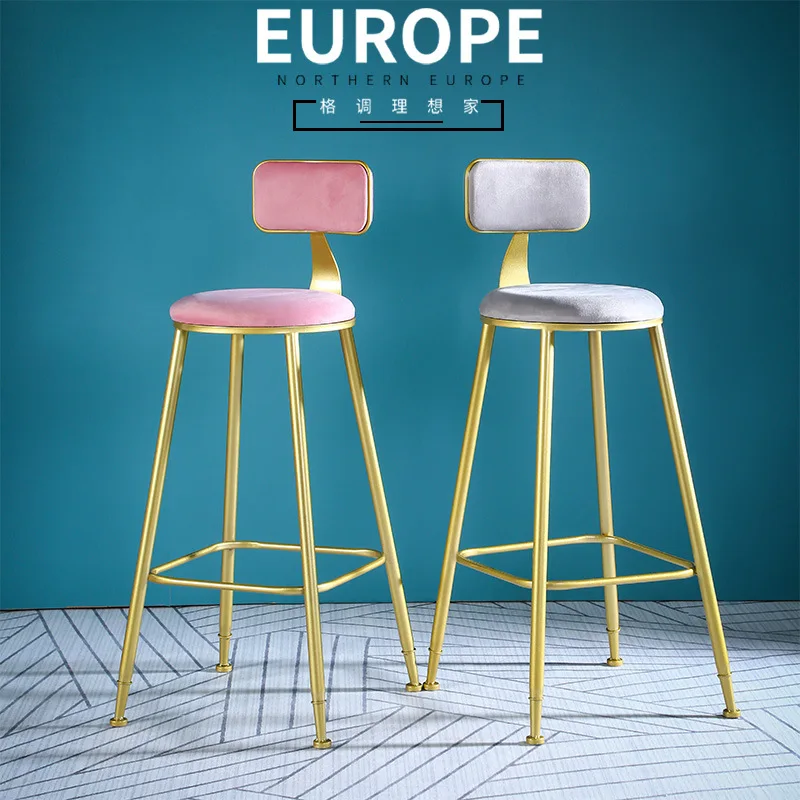 Bar Chairs Nordic Tall Cheap Counter Furniture Gold Metal Leather Back Luxury Kitchen Modern High Stool Bar Chairs For Bar Table