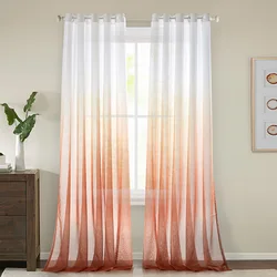 2 Piece Light Filtering polyester sheer Curtain Grommet Panels 52W*63L Inch Long