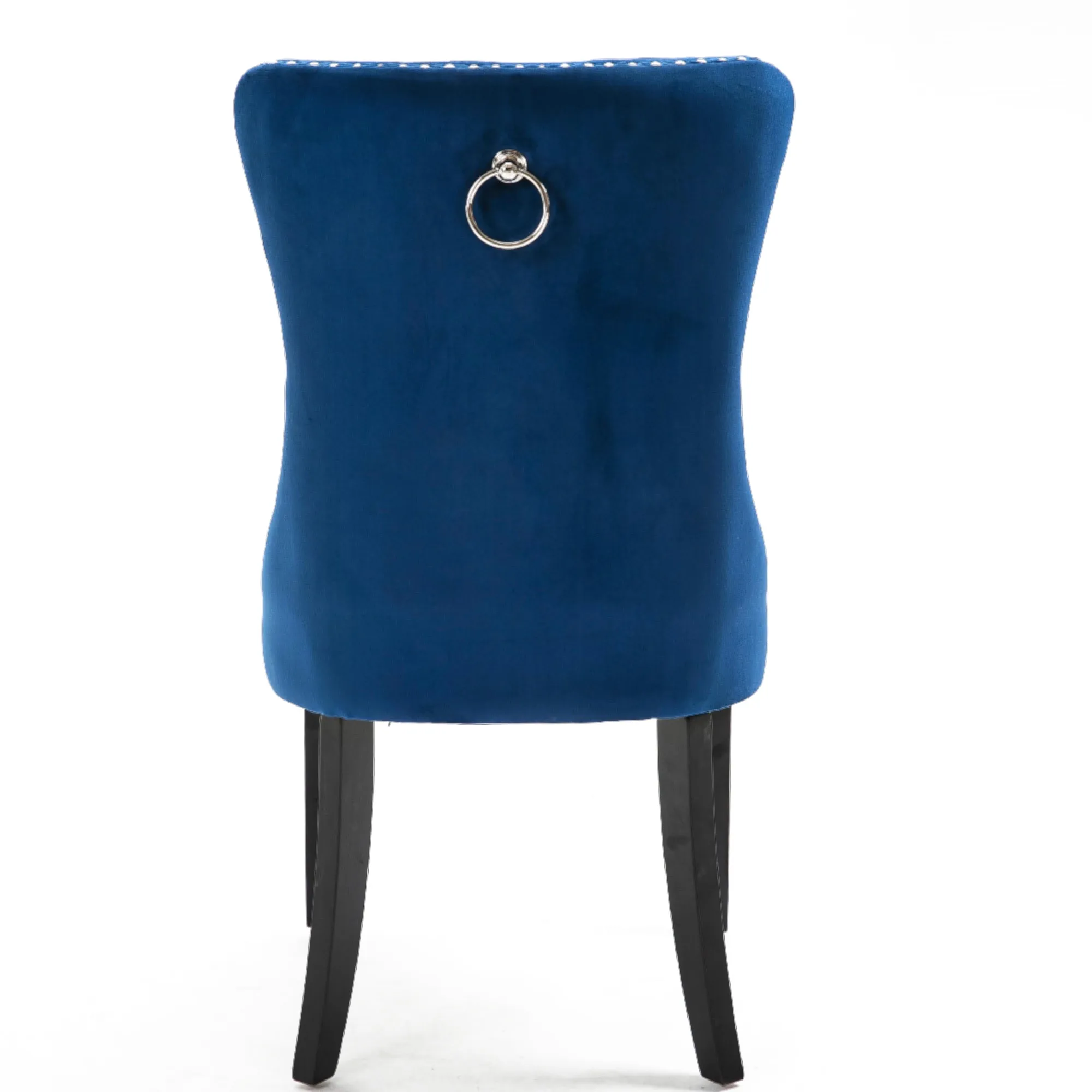 Medieval Retro Luxury Palace Style Dining Chair Velvet High Back Beaded Solid Wood Legs Dining Room Furniture