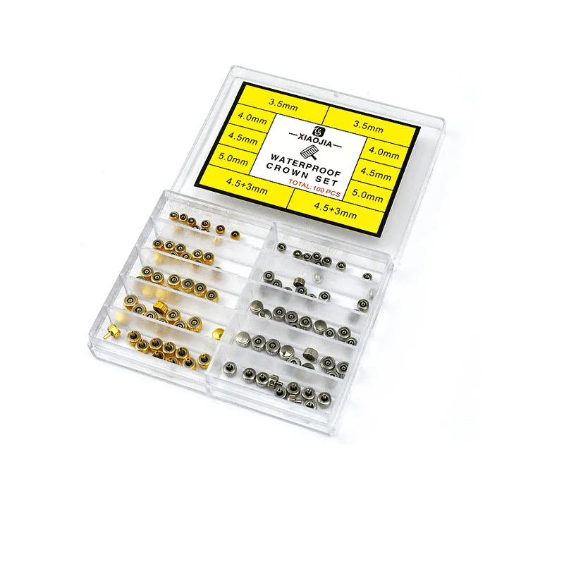 Assorted Watch Crown Parts Replacement Accessories Watch Repairing Tool Kit for Watchmakers and Watch Repairers