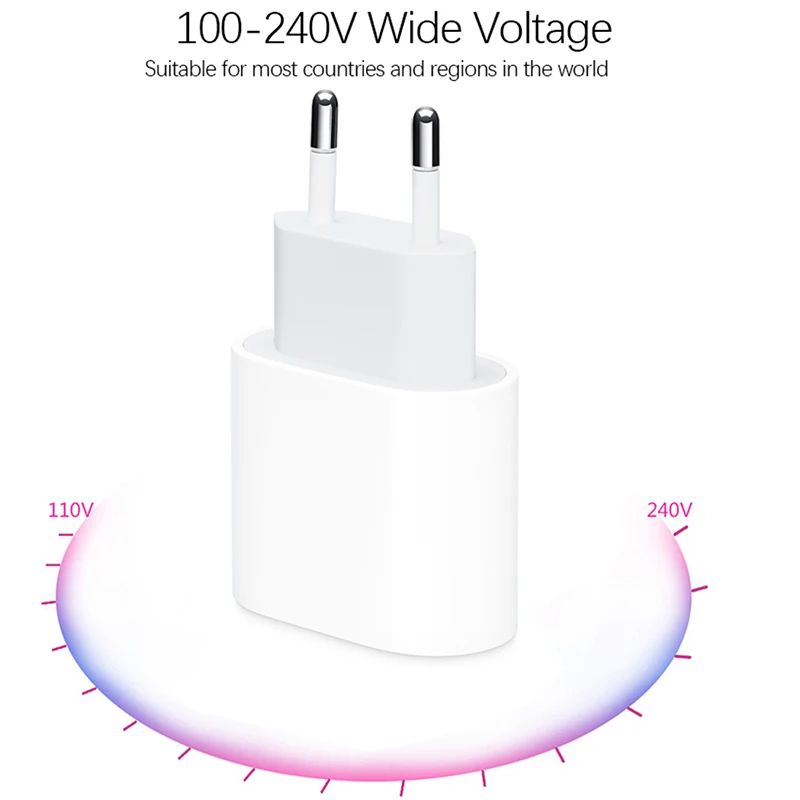  Зарядное устройство PD 20 Вт для iphone 12 11 xr xs x Pro Max USB C C2L адаптер с вилкой Стандарта Великобритании и ЕС дорожное зарядное