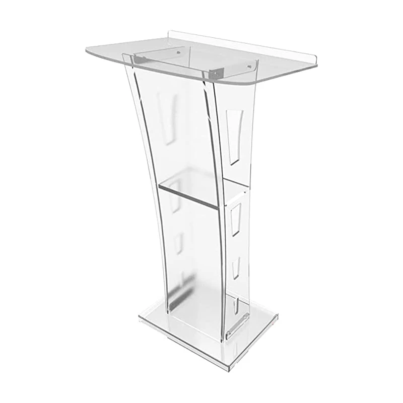 Wholesales Slanted Podium Conference Pulpit Clear Office Stand up Floor-Standing Lectern Acrylic Podium