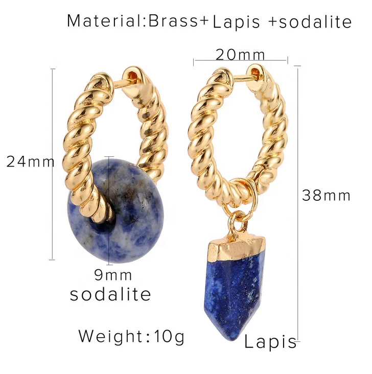 Accessories Women Permanent Jewelry Handmade Opal Huggies Hoop Earrings Brass Asymmetric Bead Earrings