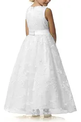 hot seller A line lace flower girl dress for wedding communion white dress
