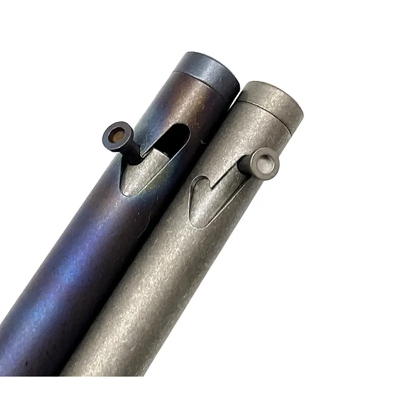 Stone Washed Titanium Pen with Bolt Action Function and Glass Breaker
