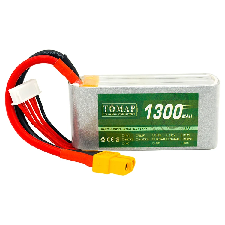 Waterproof RC lipo battery 1300mah 25c 6s 22.2V li-polymer battery with XT60 charger connector